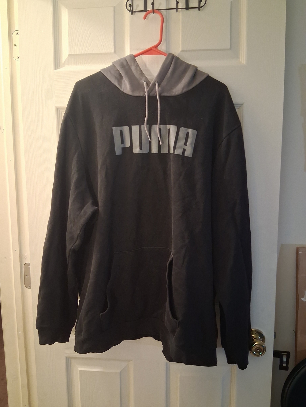 Puma Black Hoodie with Gray Hood and Logo